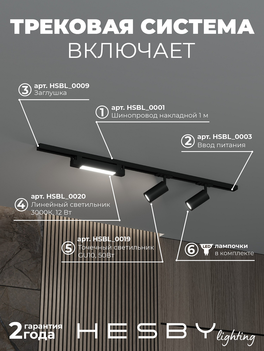 Комплект трековый Hesby Lighting Skylite No5 HSBL_kompl_S005_NI1B3K