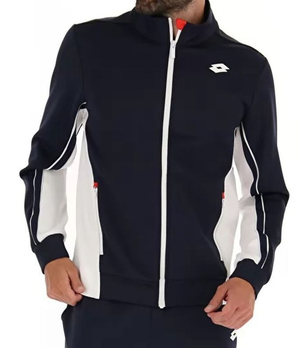 Мужская теннисная кофта Lotto Squadra II Jacket - navy blue/bright white