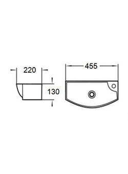Раковина подвесная (глянцевая белая) WeltWasser WW AISBACH 7946 GL-WT R 455х220х130