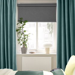 IKEA SANELA  (ИКЕА САНЕЛА)  -  Штора, 2 шт, на ленте/темно-серый/бирюзовый, 140x300 см