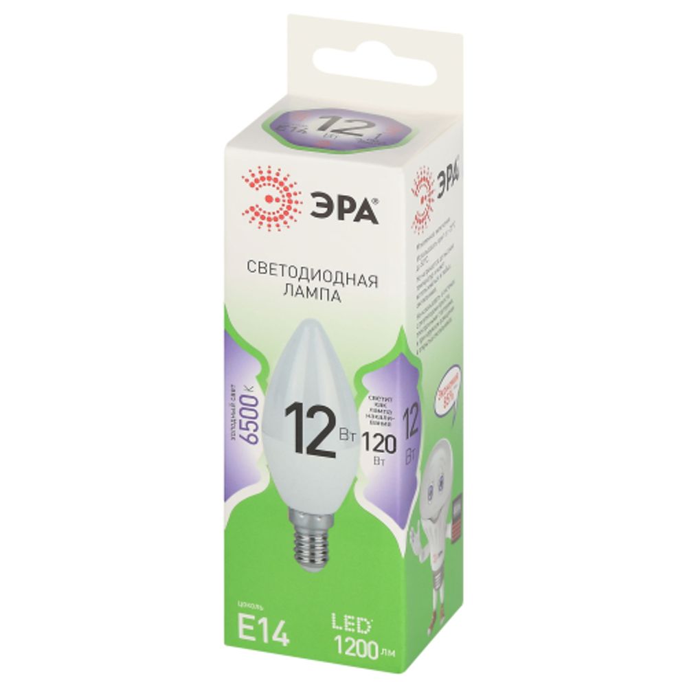 Лампа светодиодная ЭРА GREEN LINE LED B35-12W-865-E14 GL 12Вт свеча холодный свет E14 | Лампы cветодиодные Свеча (B/C)