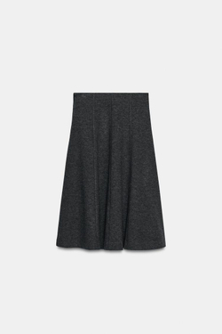 ZARA ЮБКА МИДИ С ВОЛАНАМИ, МЯГКИЙ СЕРЫЙ