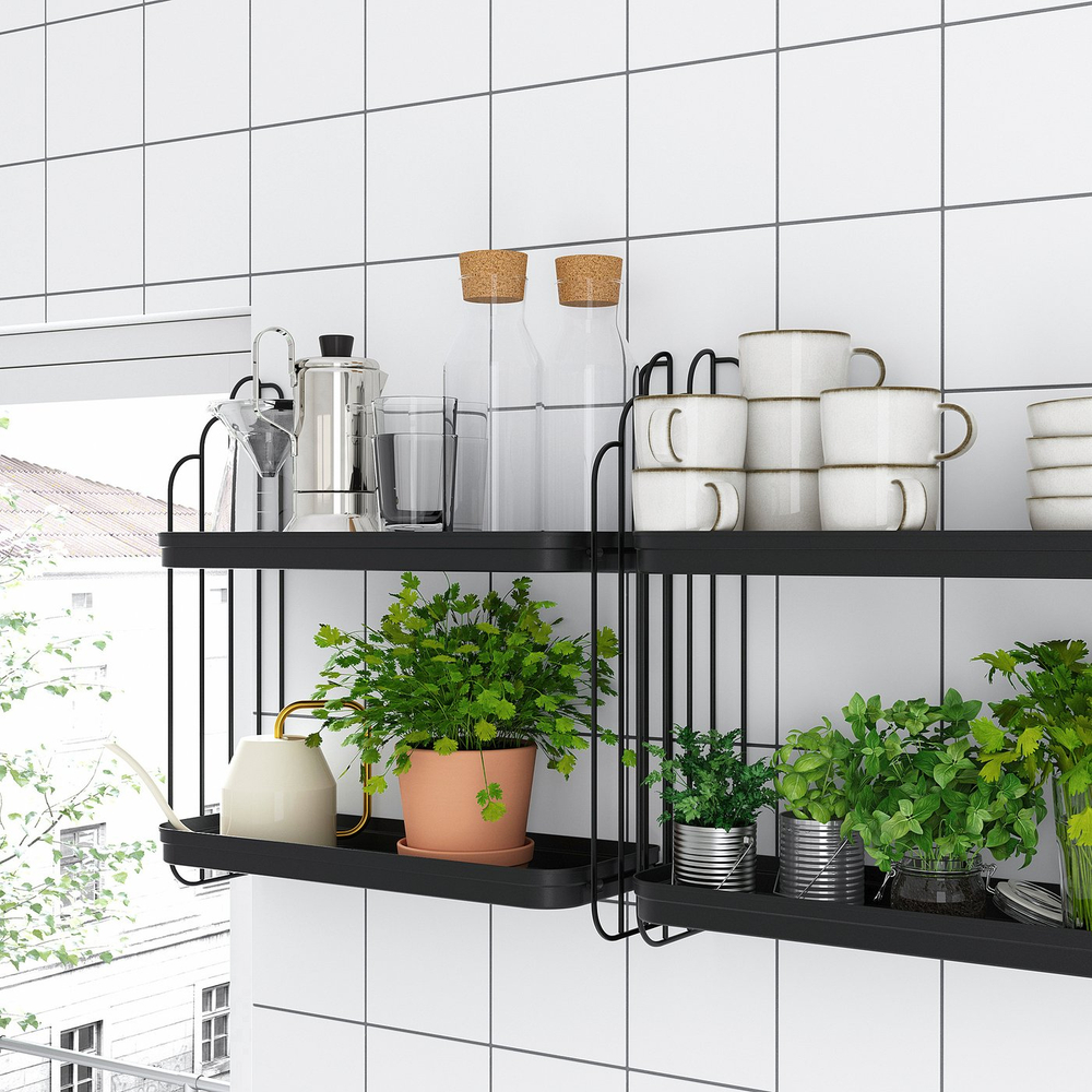 IKEA APOTEKARE  (ИКЕА АПОТЕКАРЕ)  -  Полка настенная - чёрный 50х52 см