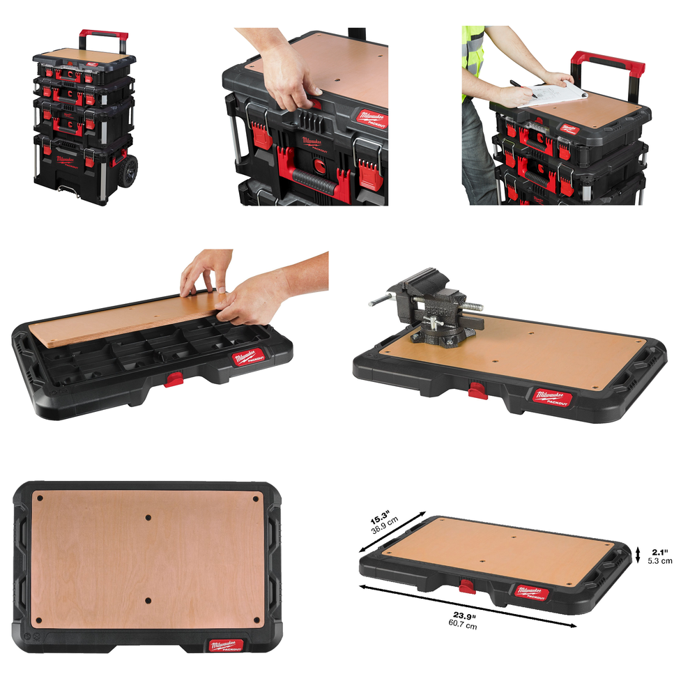 Рабочая поверхность Milwaukee PACKOUT 60 x 650 x 380 мм, для легких монтажных работ, письма, эскизов, работы на ноутбуке 4932472128