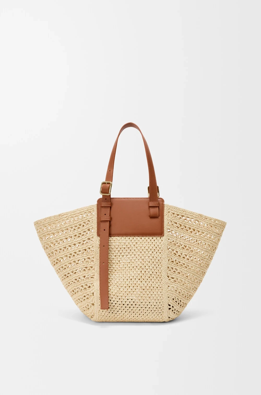 Loewe Сумка Hammock Cabas среднего размера из рафии и телячьей кожи, натуральный/коричневый