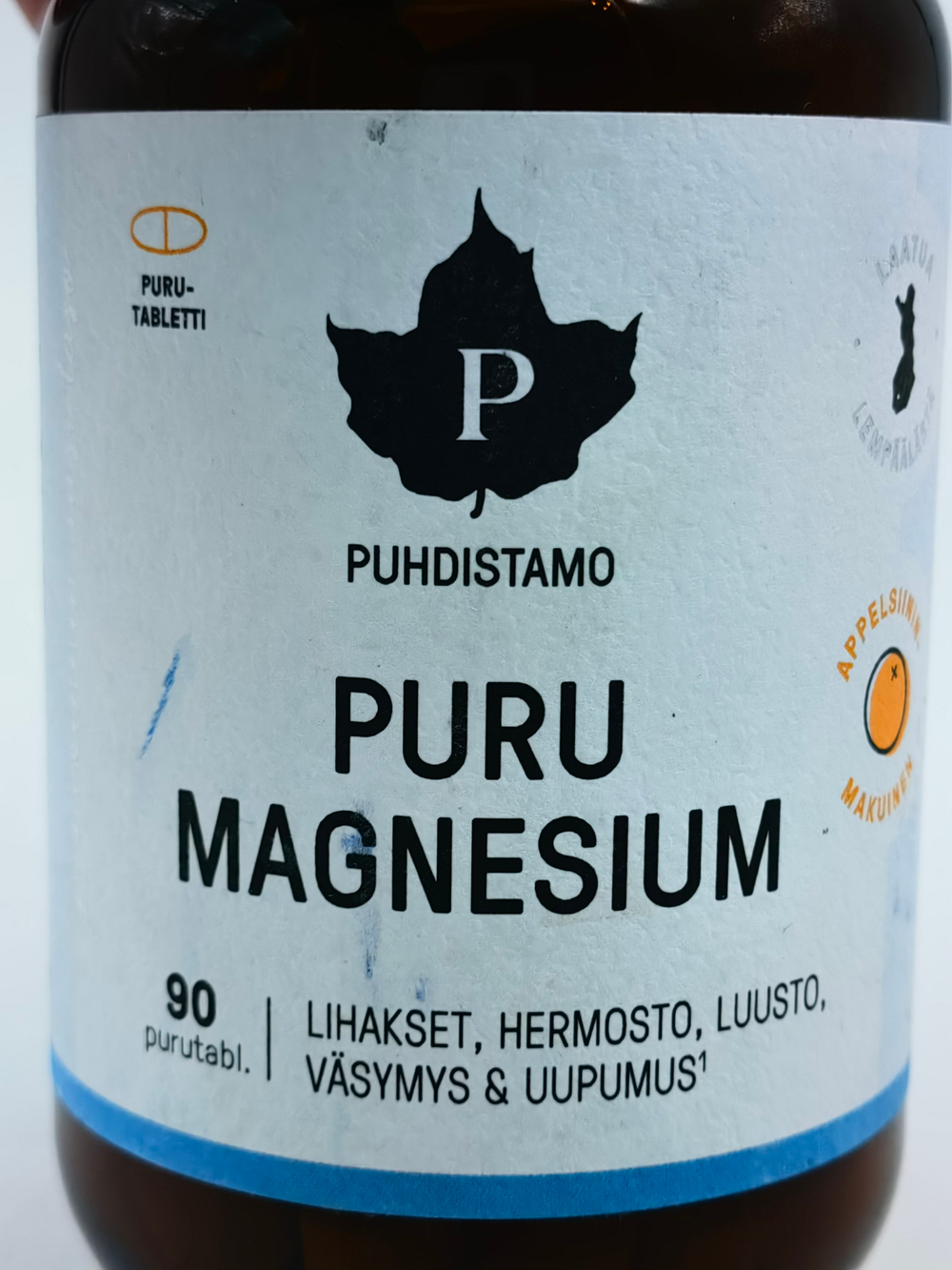 Puhdistamo Puru Magnesium Магний со вкусом апельсина, 90 жевательных таблеток (из Финляндии)