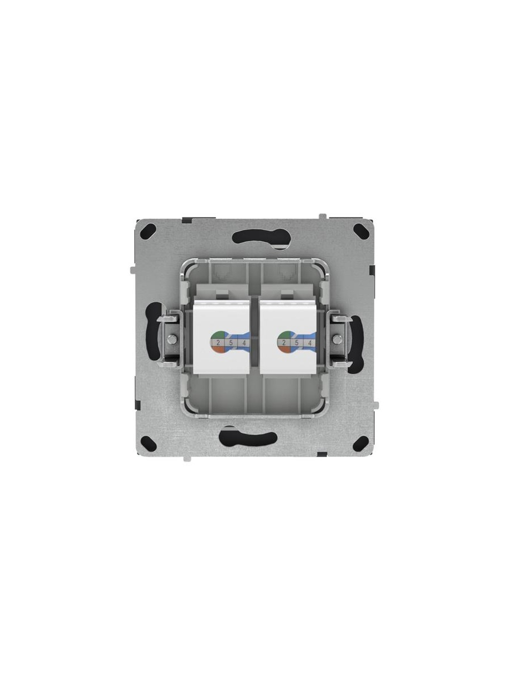 Розетка компьютерная 2-м KANT RJ45 кат.5E без шторки черн. уголь DKC 7012664