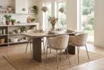 Стол М-City DISAUR Калвин (Calvin) 180 Травертин (Matte Rome Travertine Solid Ceramic), Серый Дуб