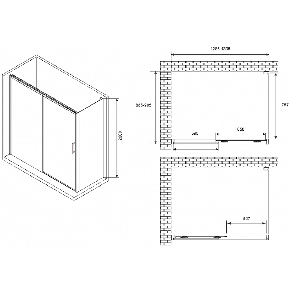Душевой уголок Abber Komfort 130x90 AG93130-S92 профиль Хром стекло прозрачное