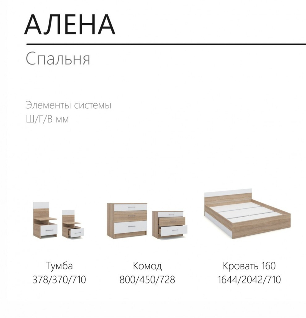 Комплект Алена дуб сонома/белый без шкафа