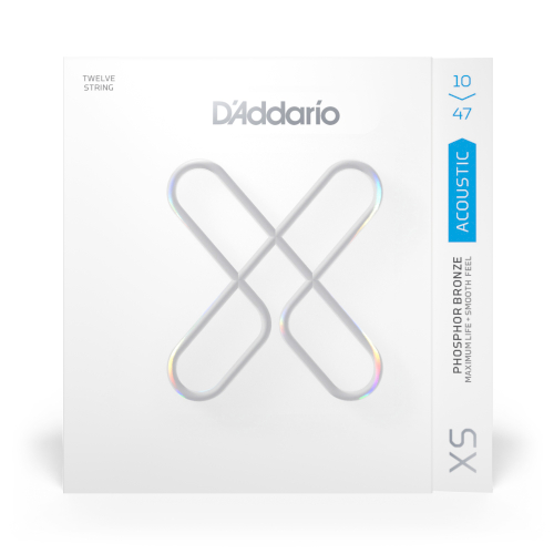 D'ADDARIO XSAPB1047-12 - струны с покрытием для 12-струнной гитары, фосфорная бронза, калибр 10-47