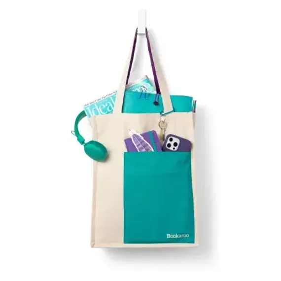 Bookaroo Tote Bag - Turquoise &amp; Purple