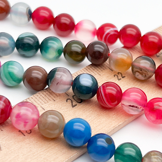 Агат тонированный бусины, цвет микс, диаметр около 8,1-8,3 мм, цена за 22-23 шт (1/2 нити)