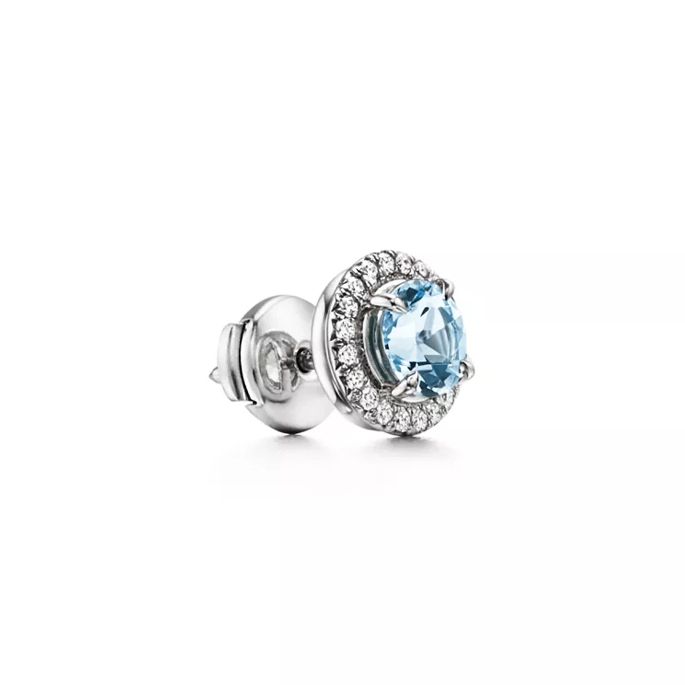 Серьги из платины с бриллиантами и аквамарином 💠 Tiffany- Soleste
