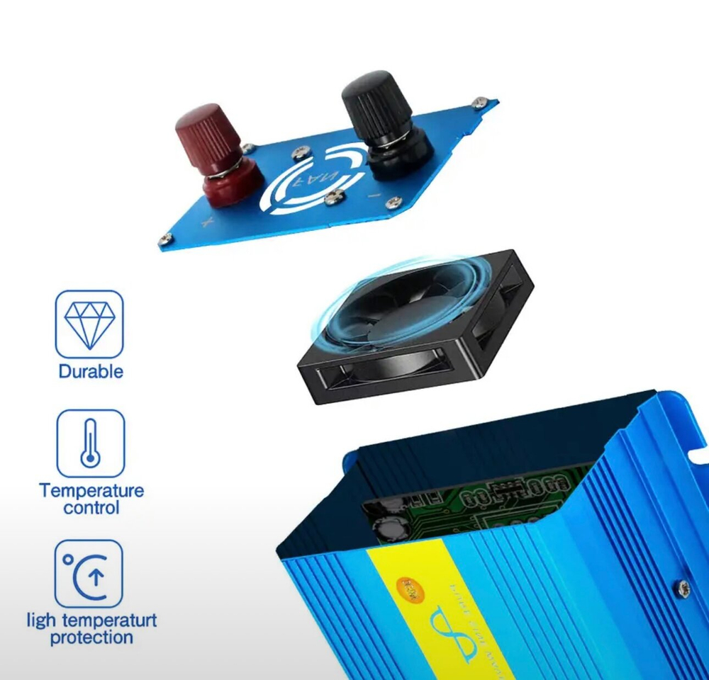 Инвертор 12V-220V 1000W/500W синий чистый синус Lvyuan F-500P