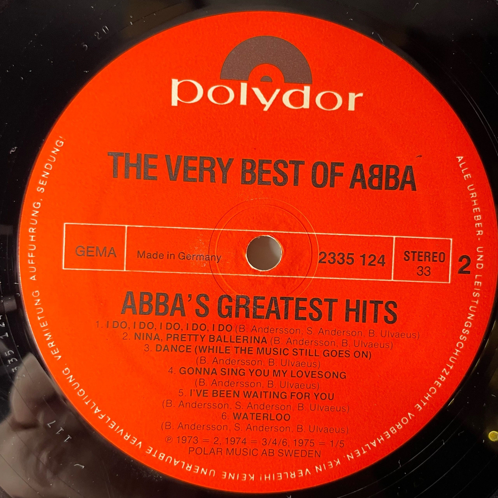 Винтажная виниловая пластинка LP ABBA АББА, The Very Best Of ABBA (ABBA's Greatest Hits) (Германия 1976) Mamma Mia