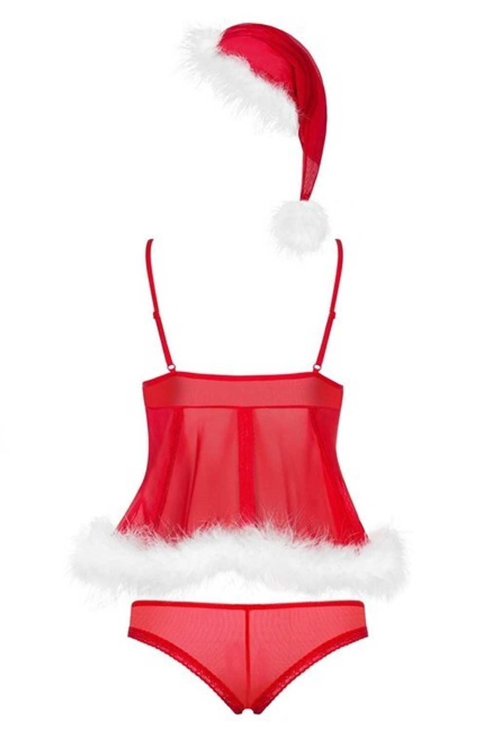 Комплект с пушком Merrily Babydoll LXL (46-48) (Цвет: красный, белый)