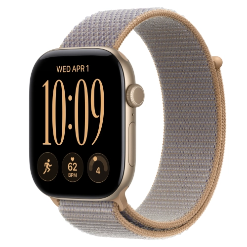 Умные часы Apple Watch Series 12 GPS, 46mm, Light Gold Aluminum Case with Chambray Blue Sport Loop
