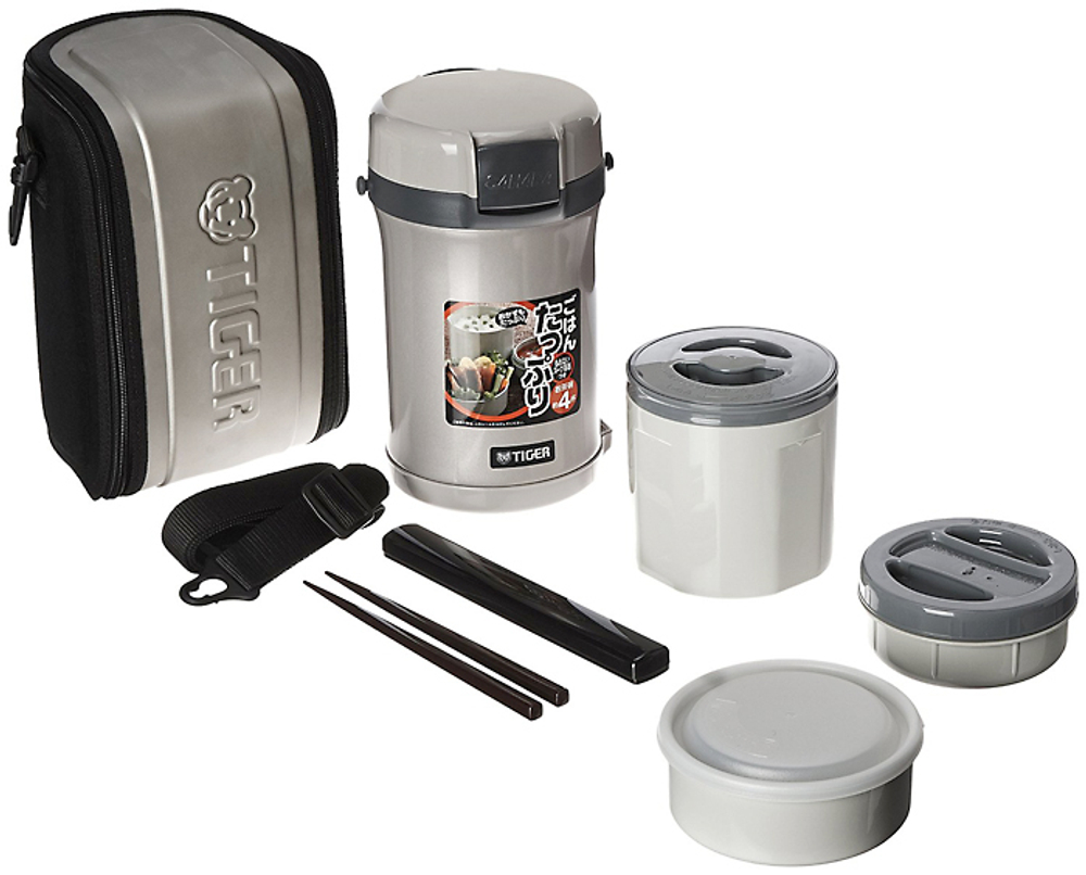 Термос для еды с контейнерами Tiger LWU-B200 Warm Silver