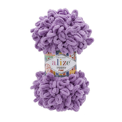 Пряжа Alize (Ализе) Puffy Fine / уп.5 мот. по 100 г, 14м, 166 лавандовый