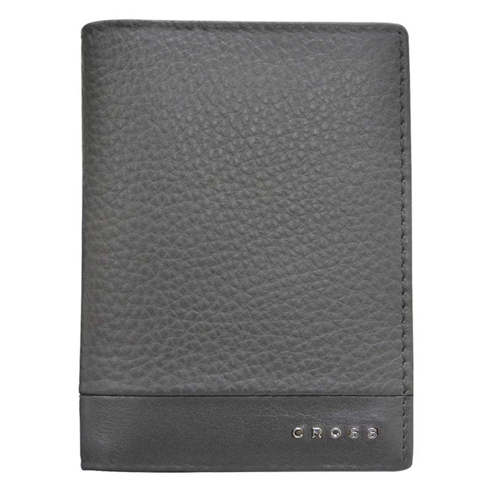 Кошелёк, Cross Nueva FV, кожа наппа, фактурная, серый, 9,5 х 1,5 х 12 см
