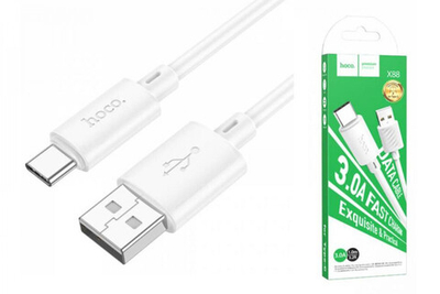 Кабель HOCO X88 USB-Type-C 3A 1м PVC White