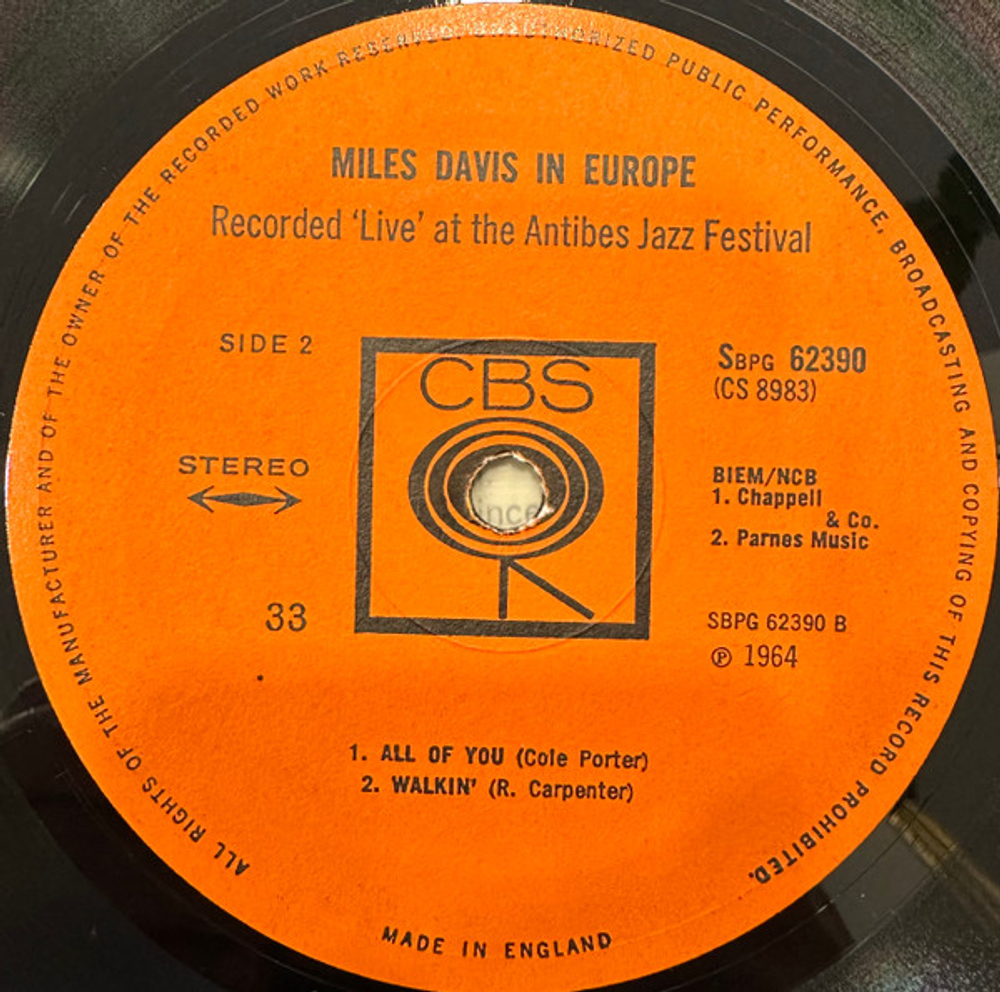 Miles Davis - In Europe - Unplayed, UK OG CBS Stereo