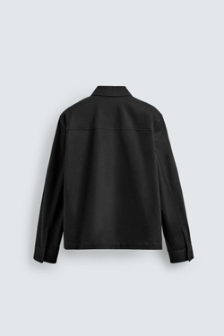 ZARA КУРТКА-РУБАШКА REGULAR FIT С КАРМАНАМИ, ЧЕРНЫЙ