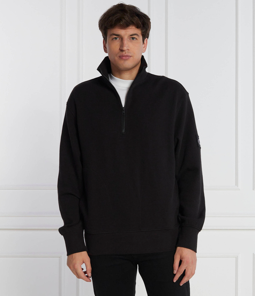 Свитер BADGE WAFFLE HALF ZIP CALVIN KLEIN JEANS - черный(J30J324315)
