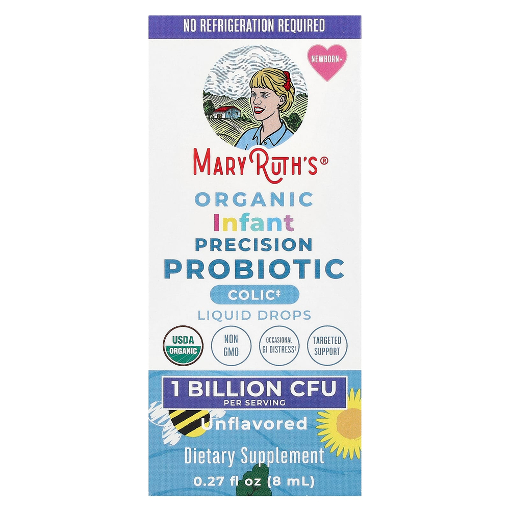 MaryRuth's, Органический прецизионный пробиотик для младенцев, жидкие капли, для новорожденных, без добавок, 1 млрд КОЕ, 8 мл (0,27 жидк. унц.)