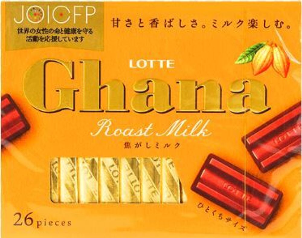 Шоколад Ghana Экселент топлёное молоко х26шт, Lotte, 119,6гр.