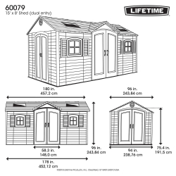 Пластиковый сарай с двумя входами LifeTime 15x8 DD