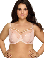 Бюстгальтер на косточках plus size с декоративными бретелями (Размер: 95G) (Цвет: телесный)