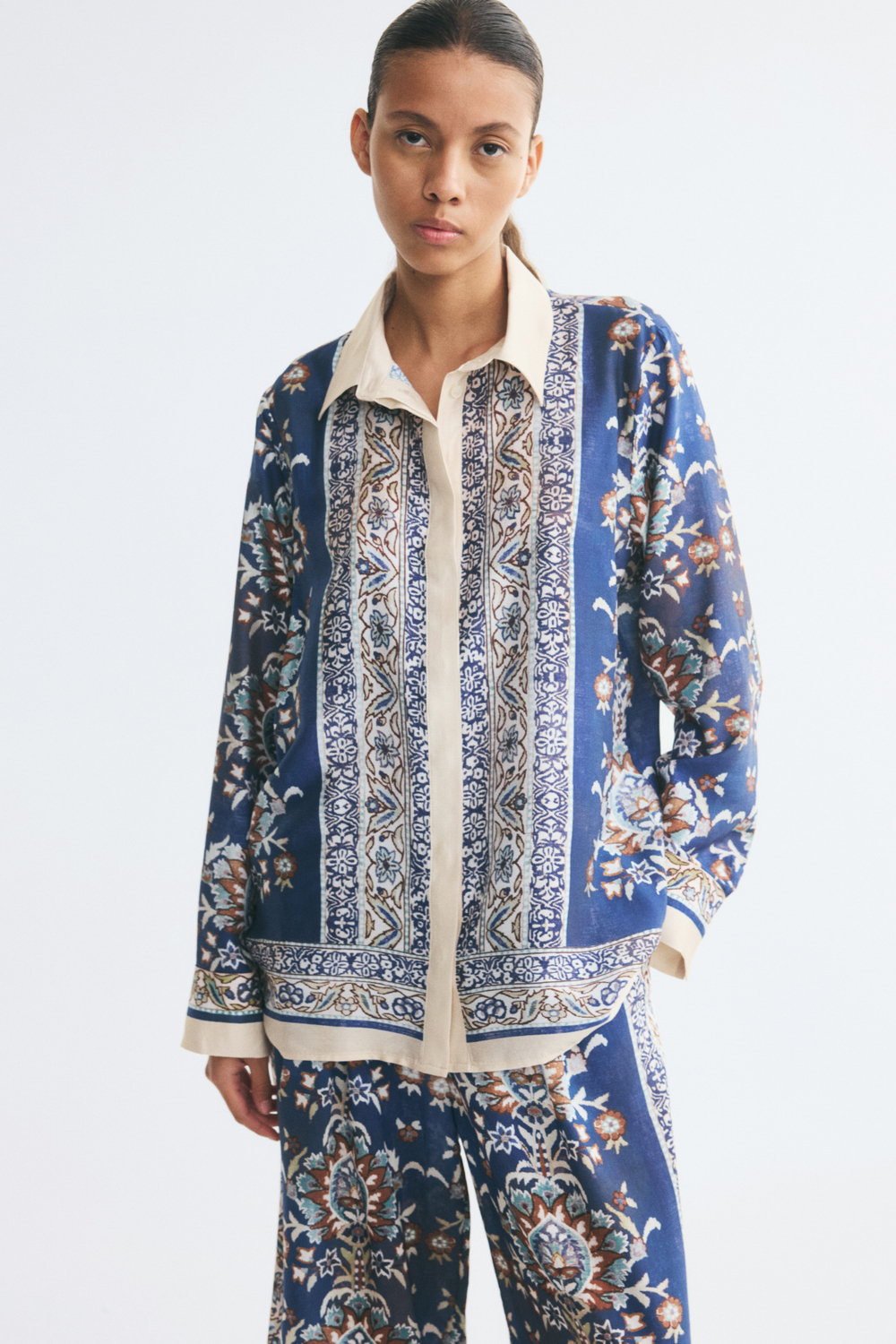 Рубашка оверсайз из вискозной смеси - H&M