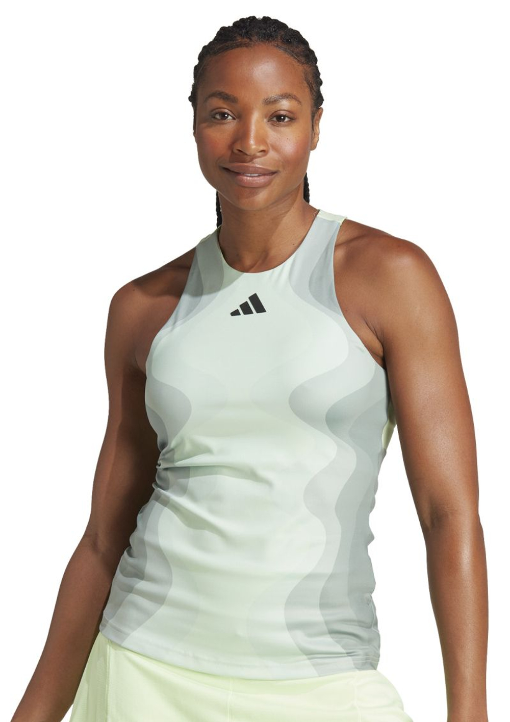 Женский теннисный топ Adidas Y-Tank Pro - semi green spark/grey spark