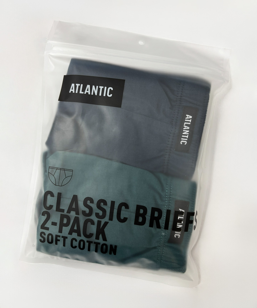 Мужские трусы слипы классика Atlantic, набор 2 шт., хлопок, сине-зелёные + зелёные, 2RMP-006