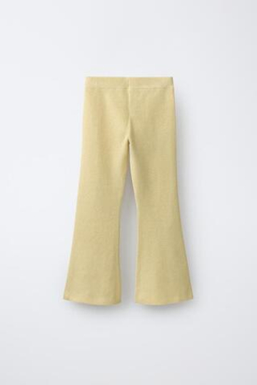 ZARA ТРИКОТАЖНЫЕ БРЮКИ FLARE, СВЕТЛО-ЖЕЛТЫЙ