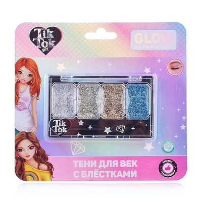 Тени д/век 4цв. 8г. с блестками YS98054-TTG (Tik Tok girl)