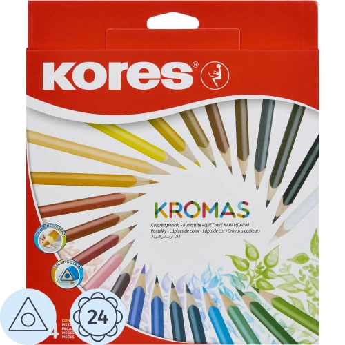 Карандаши цветные Kores Kromas 24 карандаша 24 цвета трёхгранные