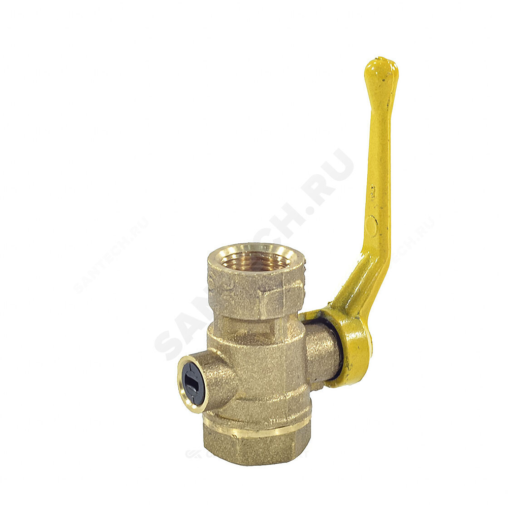 Кран для манометра шаровой латунь газ 11Б27п10 Ду 15 Ру16 ВР/ВР G1/2"-М20х1,5 с рукояткой без фланца Цветлит ZW10019
