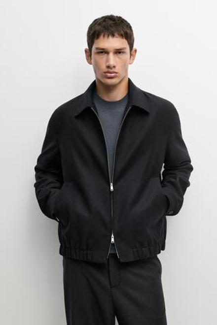 Massimo Dutti Бомбер из 100% шерсти, глубокий синий