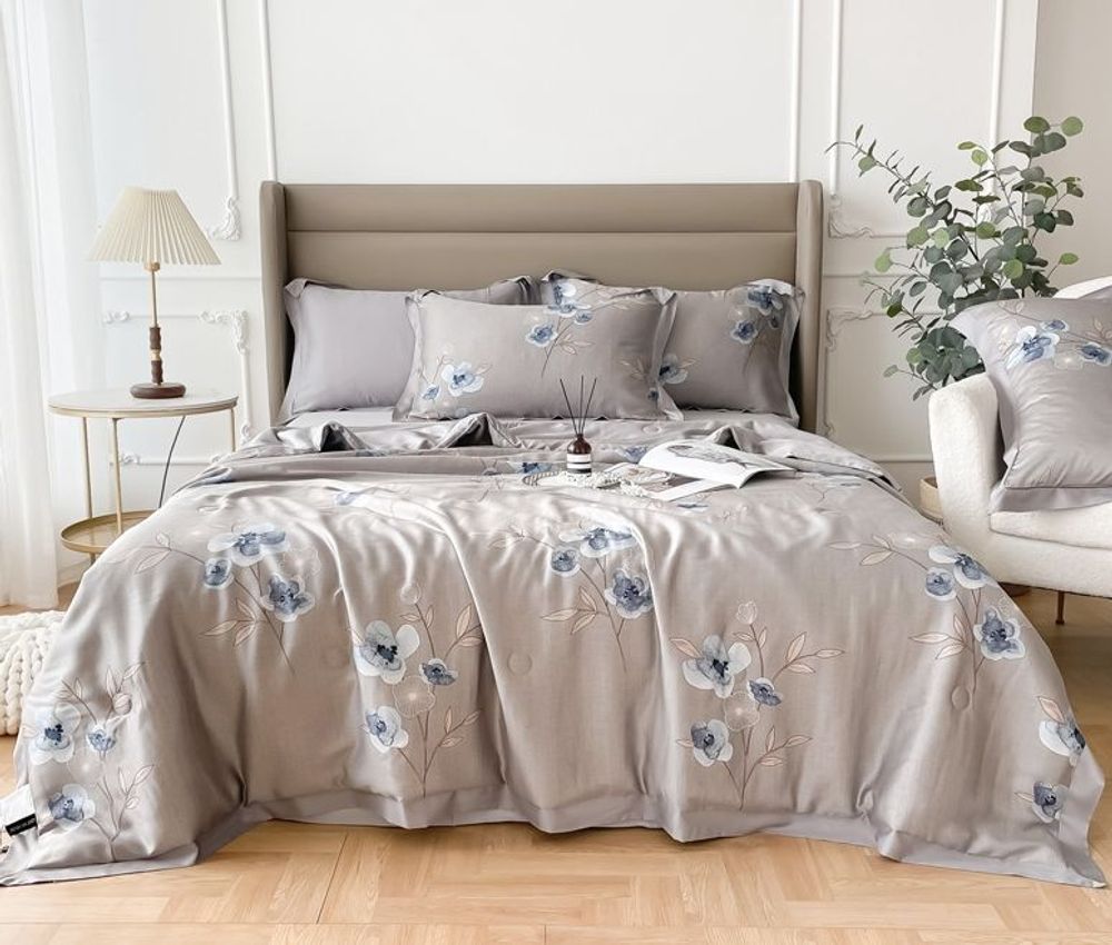 ZEPHYR HOME Постельное белье Тенсель (С летним одеялом) двуспалка серый