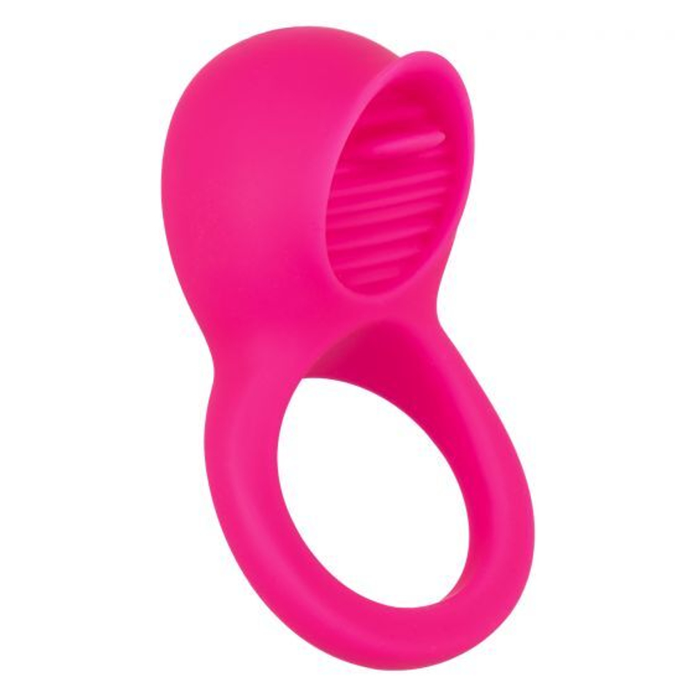 Ярко-розовое эрекционное кольцо Silicone Rechargeable Teasing Tongue Enhancer (Цвет: ярко-розовый)