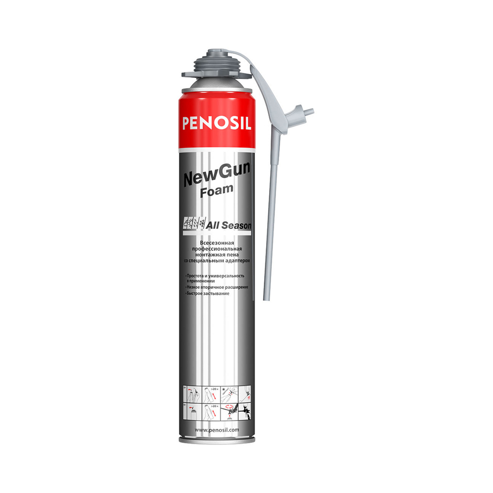 Пена полиуретановая монтажная профессиональная всесезонная PENOSIL NewGun All Season, 750 мл
