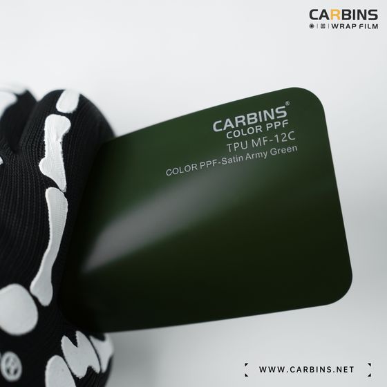 Carbins Color PPF Satin Army Green MF 12C хаки зеленая матовая цветная полиуретановая защитная антигравийная пленка