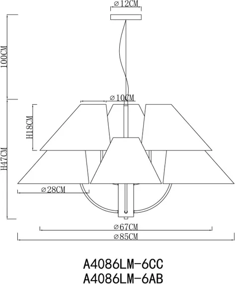 Подвесная люстра Rondo A4086LM-6CC Arte Lamp