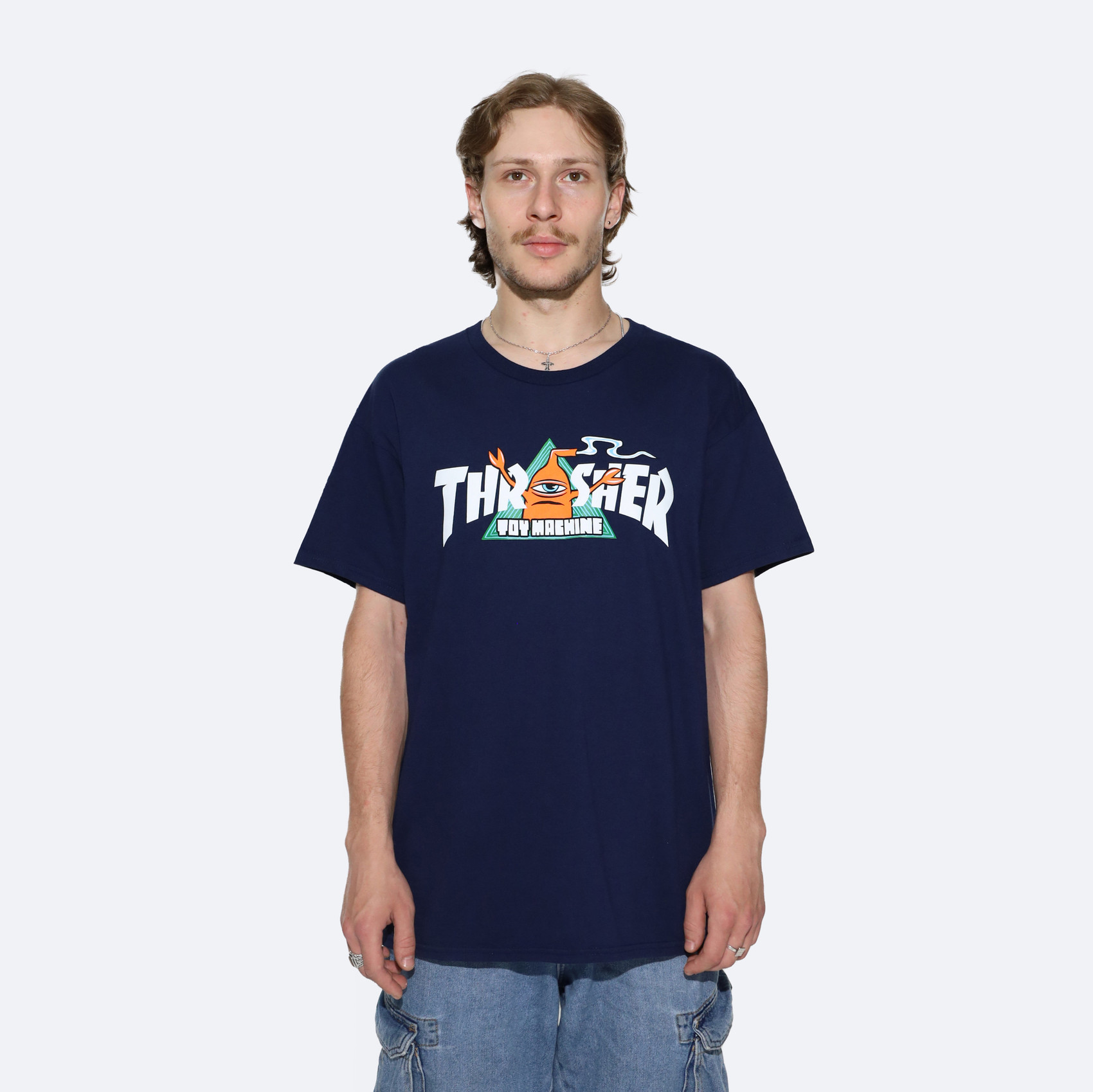 Футболка Thrasher x Toy Machine Vortex T-Shirt (navy) артикул: - купить в магазине Дайс