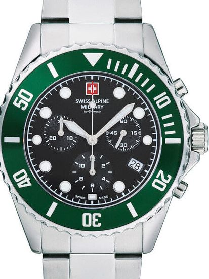 С браслетом Серебристые часы мужские Swiss Alpine Military 7053.9133