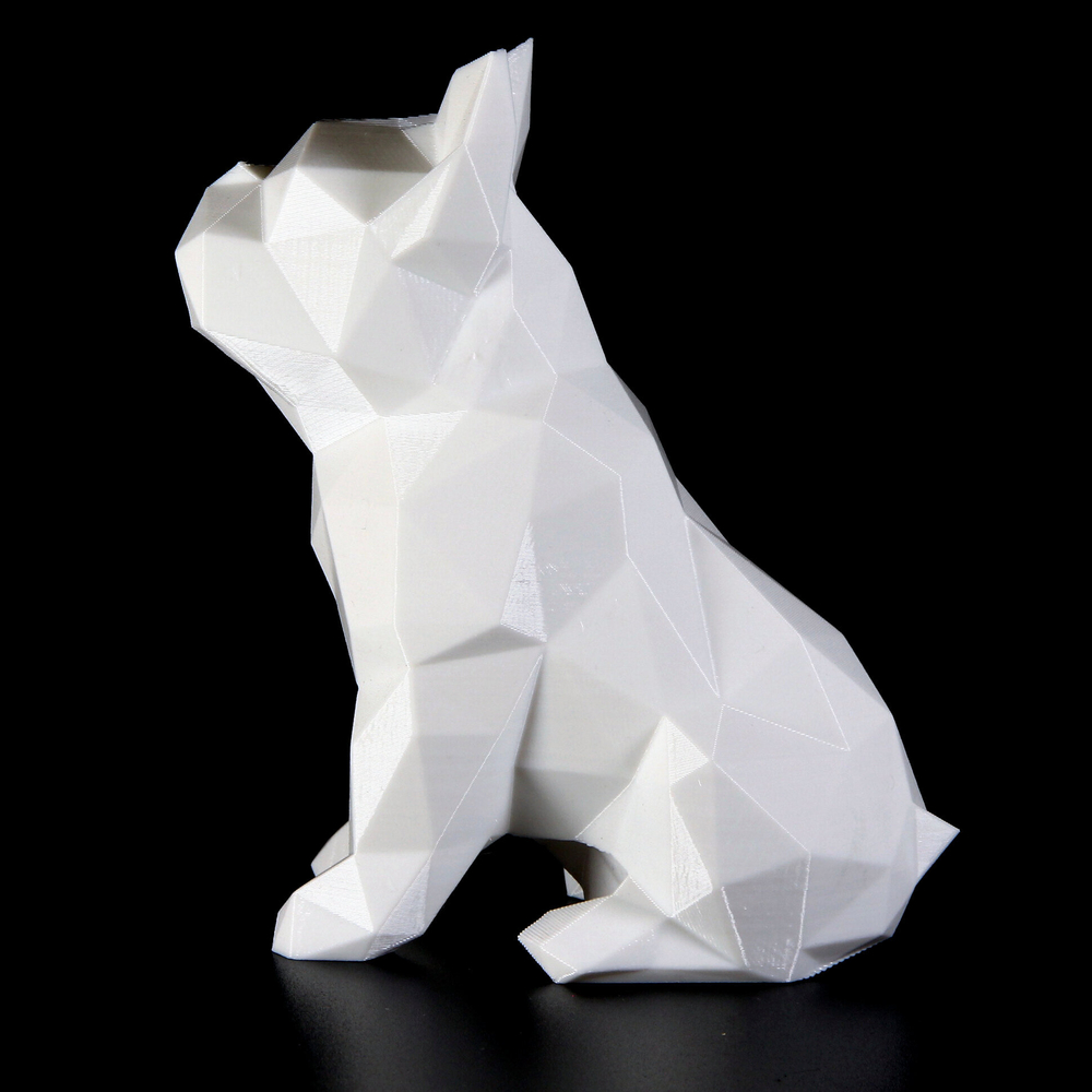 Фигурка БУЛЬДОГ, низкополигональная, дизайнерская. Low Poly Bulldog 24 см., белая
