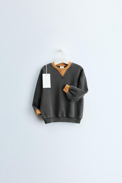 ZARA TIMELESS — ОДНОТОННАЯ ТОЛСТОВКА С КОНТРАСТНОЙ ОТДЕЛКОЙ, АНТРАЦИТОВО-СЕРЫЙ
